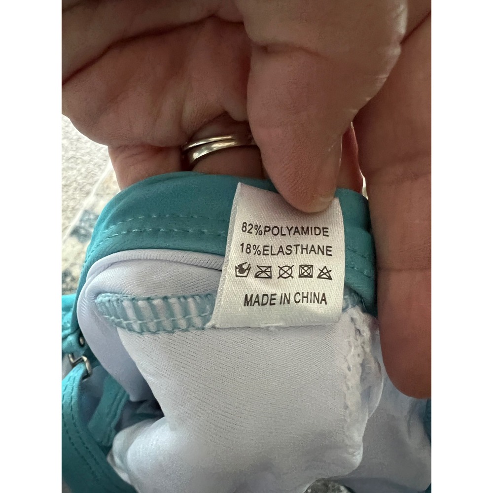 Unbranded Teal Floral Mandala One Piece Swimsuit XL Cross Front Ruched Swimwear - Picture 4 of 4